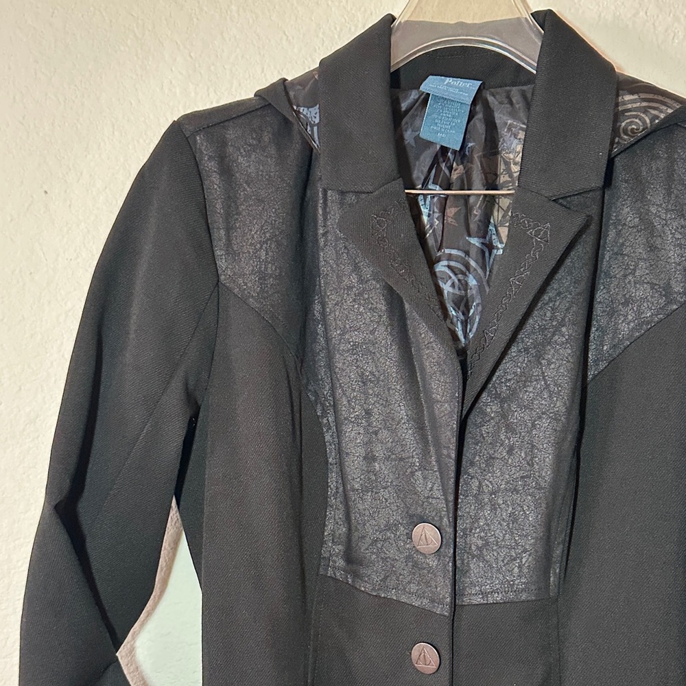 Harry Potter Hot Topic Coat - Med, Deathly Hallows Buttons, Hooded Wizard Trench - Picture 5 of 12